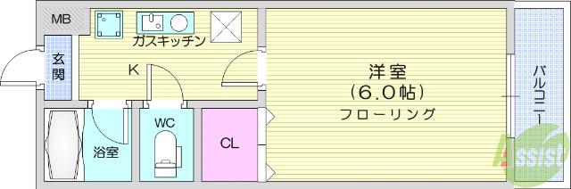 LEPARDS TOWN台原(1K/4階)の間取り写真