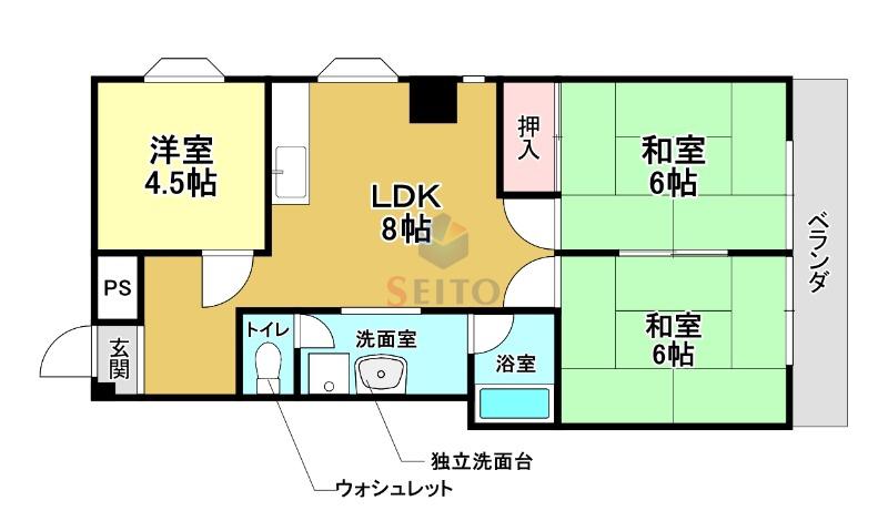 辻川ビル(3LDK/4階)の間取り写真