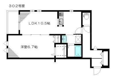 サンスカイ東松原(1LDK/3階)の間取り写真
