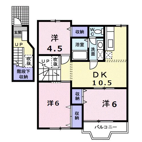 サンハイムB(3LDK/2階)の間取り写真