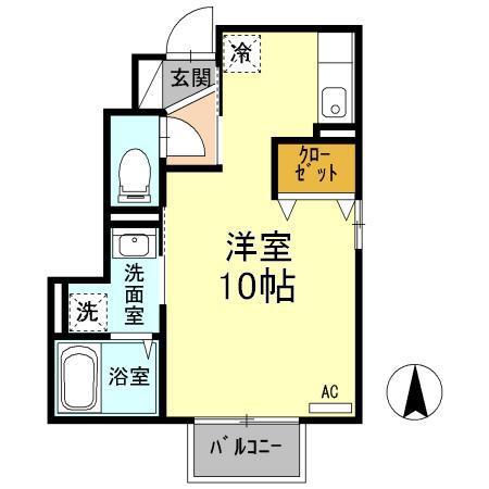 ラ・グラシューズ(ワンルーム/1階)の間取り写真