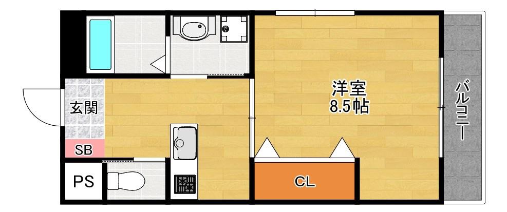 クラウディア中宮(1K/2階)の間取り写真