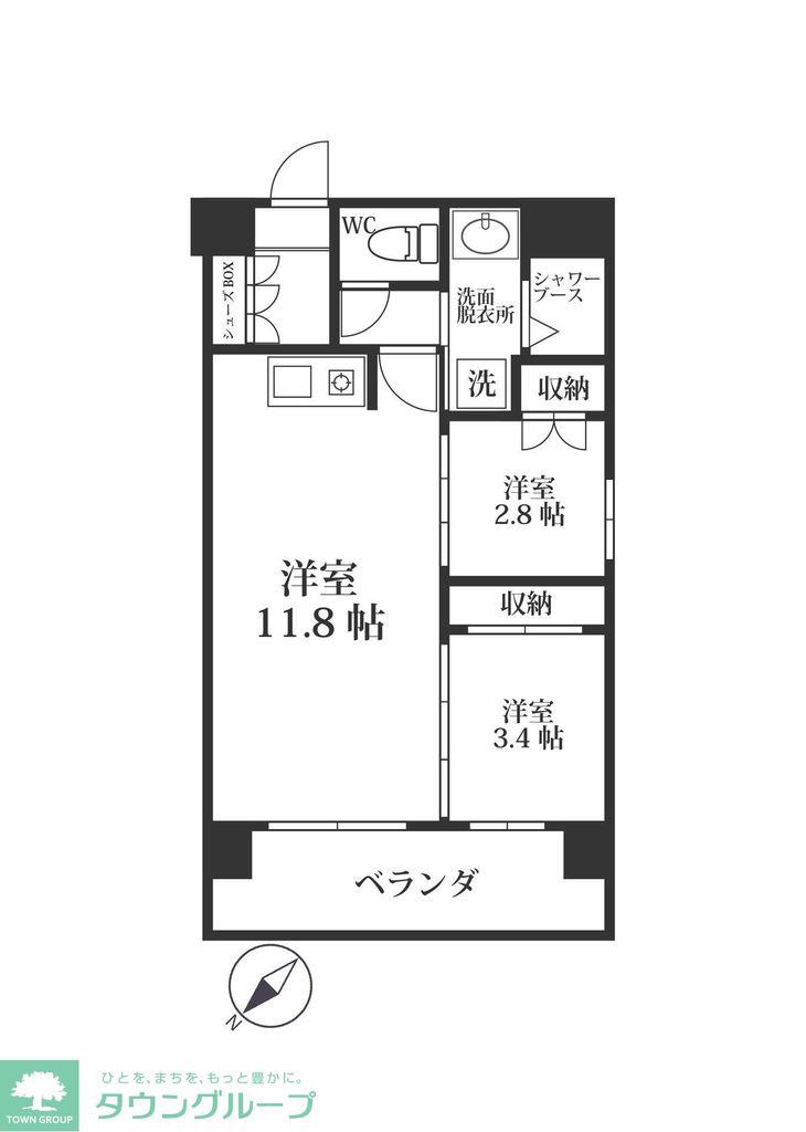 MODERNPALAZZO六本松STATION(2LDK/2階)の間取り写真