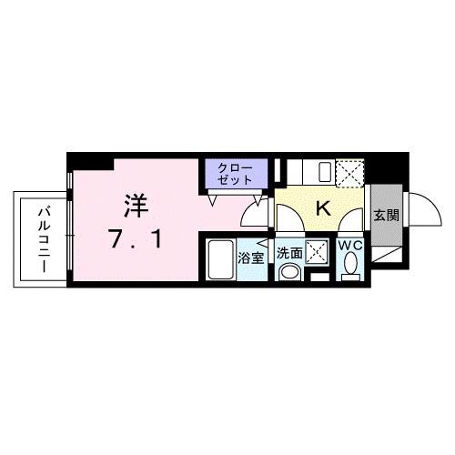 スアヴィス平塚八重咲(1K/2階)の間取り写真