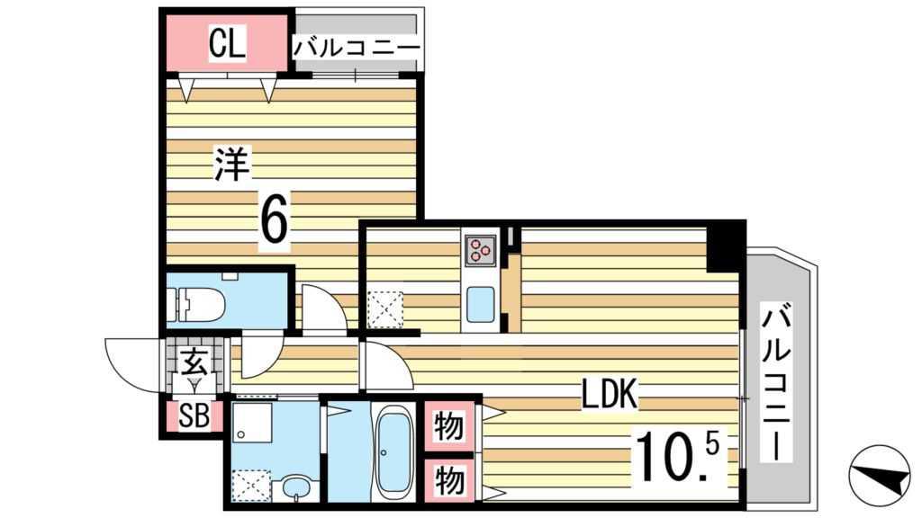 プレサンス三宮フラワーロード(1LDK/3階)の間取り写真