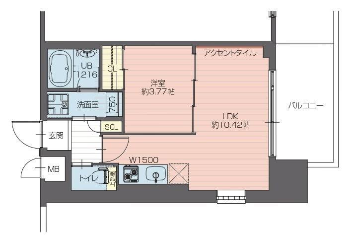 プレジオ弁天町7-10F(1LDK/8階)の間取り写真