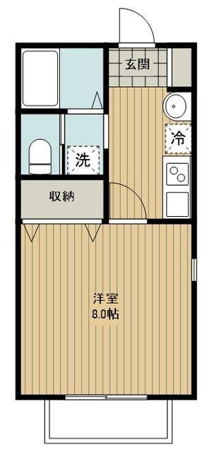 ラミアカーサ狭山(1K/2階)の間取り写真