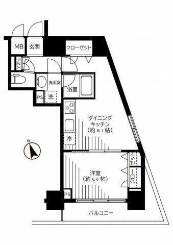銀座レジデンス伍番館(1LDK/3階)の間取り写真