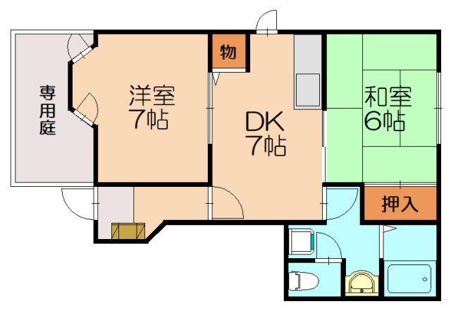 アトラン田原B(2DK/1階)の間取り写真