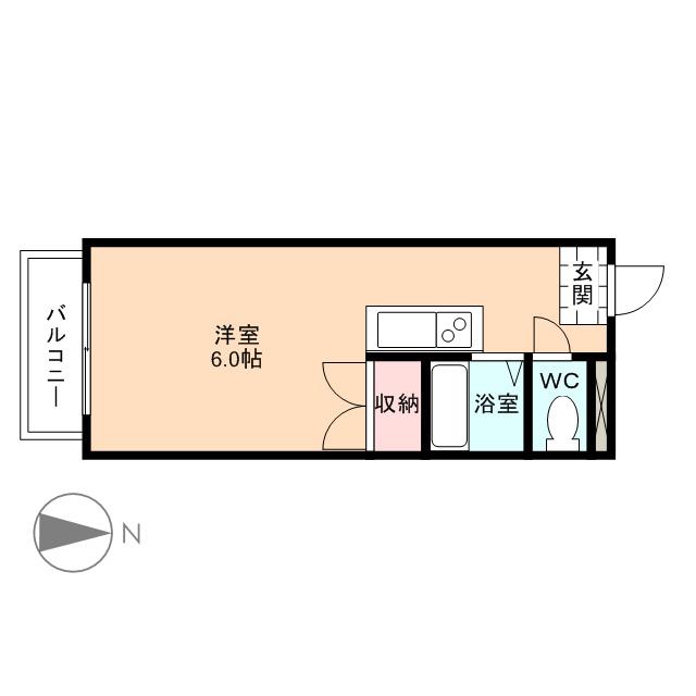 フィオーレ布瀬(1K/2階)の間取り写真