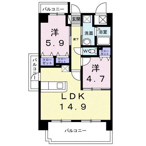 M.ETERNAL PLACE(2LDK/1階)の間取り写真