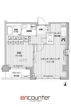 ヒューリックレジデンス茗荷谷(1LDK/2階)の間取り写真