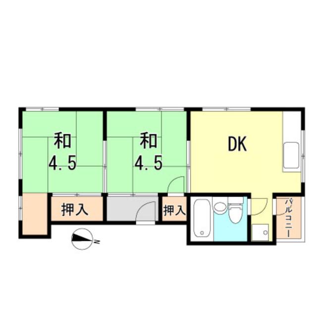 パールハイツ(2DK/2階)の間取り写真