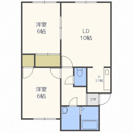 和光ハイツ2号棟(2LDK/2階)の間取り写真