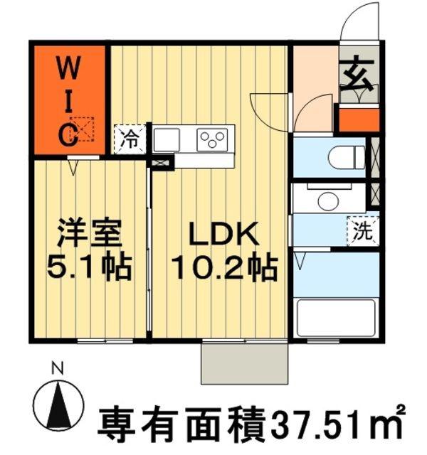 チェリーハイム B棟(1LDK/1階)の間取り写真