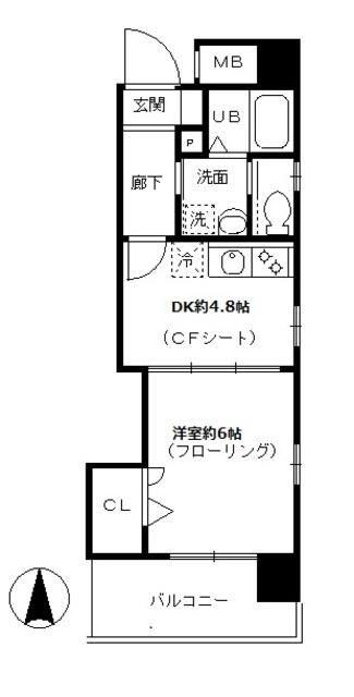 STRADA清澄白河(1DK/4階)の間取り写真