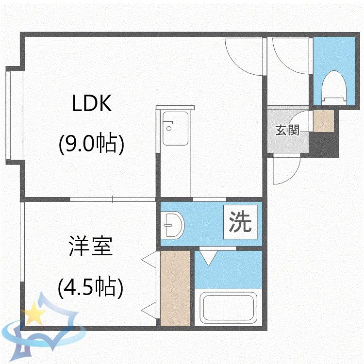 インペリアルコート発寒(1LDK/3階)の間取り写真