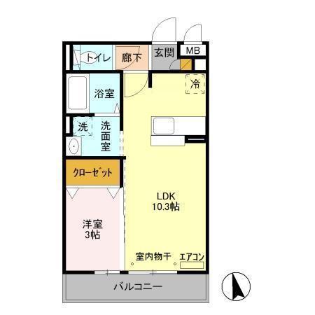 ブリックガーデン(1LDK/3階)の間取り写真
