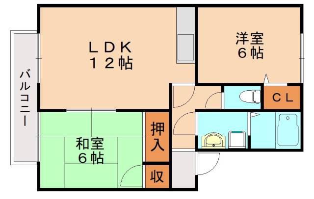 アルカディア(2LDK/2階)の間取り写真