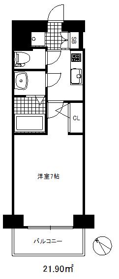 ソルテラス神戸湊町(1K/7階)の間取り写真