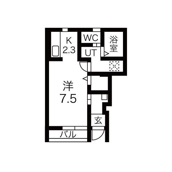 KINGDOMII(ワンルーム/1階)の間取り写真
