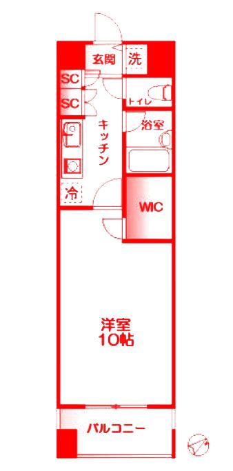 イーリス希望が丘(1K/3階)の間取り写真