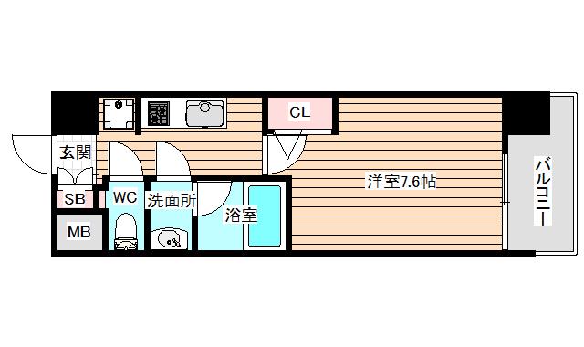 スプランディッド中之島DUE(1K/8階)の間取り写真