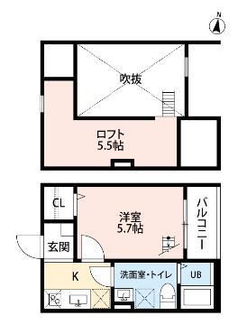 CASABLANCABIJOU (1K/2階)の間取り写真