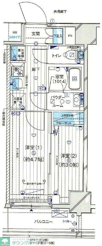 GENOVIA小村井(1DK/2階)の間取り写真