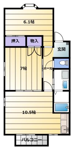 佐鳴台コンフォートA(2LDK/1階)の間取り写真