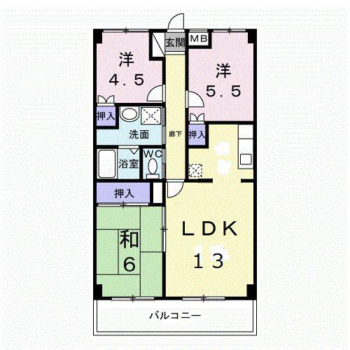 コージィコートナカムラ(3LDK/3階)の間取り写真