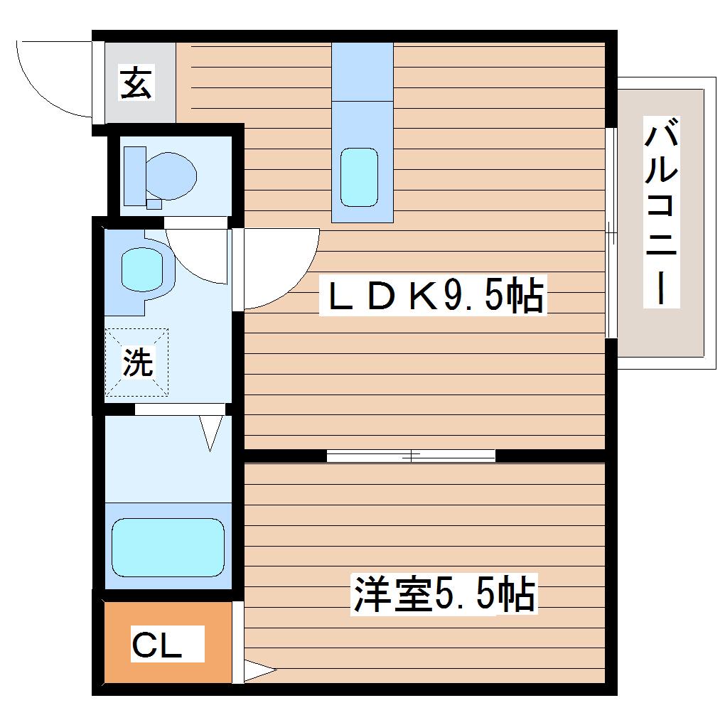 リングフィールド連坊駅前II(1LDK/2階)の間取り写真