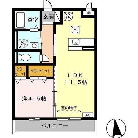 ロイヤルナイン(1LDK/1階)の間取り写真