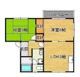 タウニー阪井(2DK/2階)の間取り写真