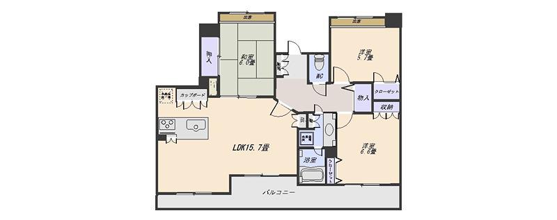アルフィーネ西田(3LDK/7階)の間取り写真