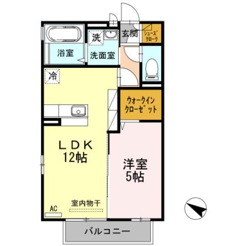 フローラルセントルージュ(1LDK/2階)の間取り写真