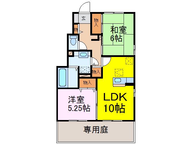 ロイヤルヒルズ(2LDK/1階)の間取り写真