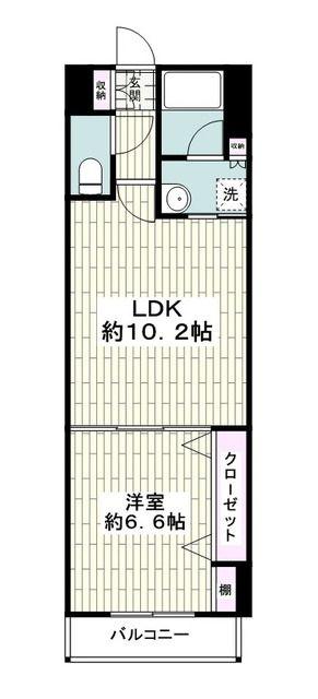 グランデュールIII江ノ島(1LDK/2階)の間取り写真