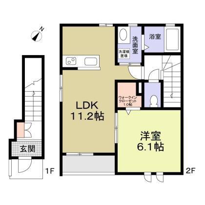 VERDE M(1LDK/1階)の間取り写真