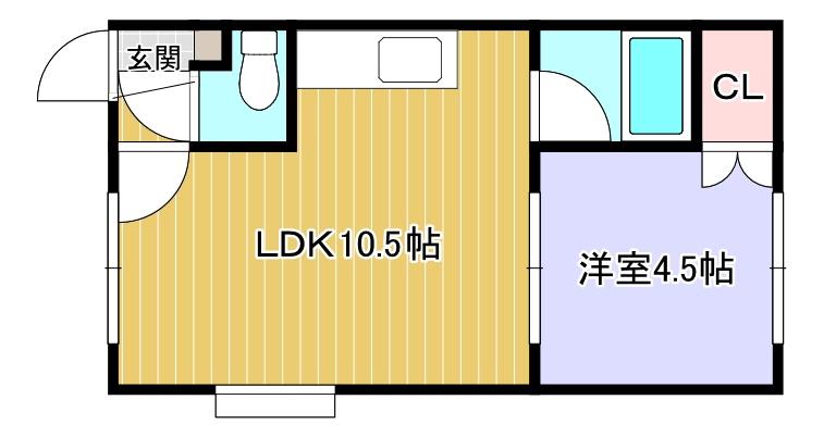 ジェーハイツ明野新町I(1LDK/2階)の間取り写真