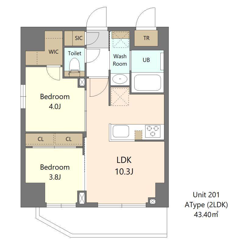 S-RESIDENCE浅草CLARITY(2LDK/3階)の間取り写真