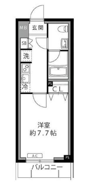 LOCS IKUTAロックス生田(1K/2階)の間取り写真
