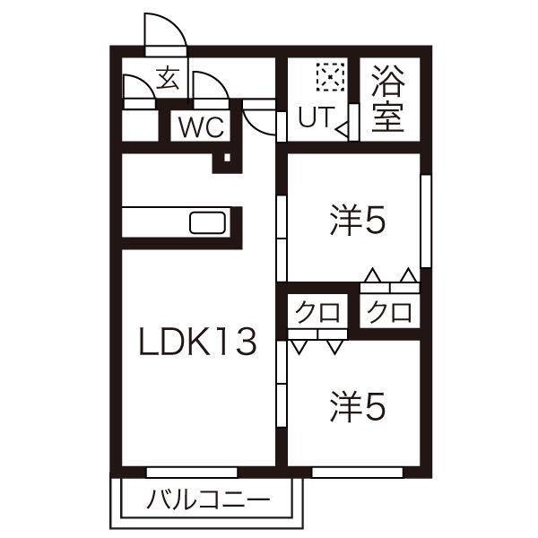 バーニーズブロン(2LDK/3階)の間取り写真