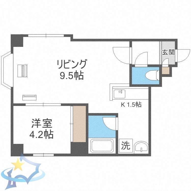 ルーブル5条館(1LDK/6階)の間取り写真