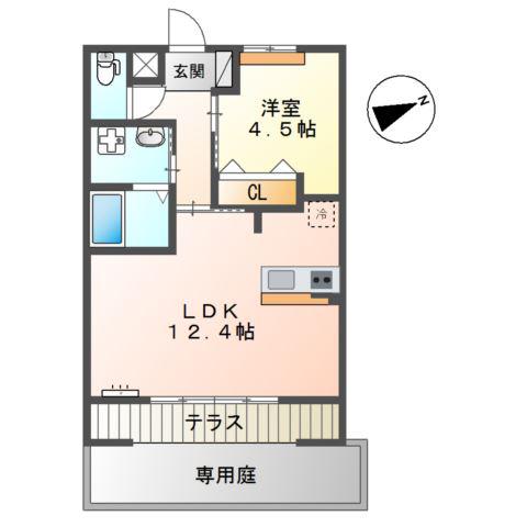 ウィステリアII番館(1LDK/1階)の間取り写真