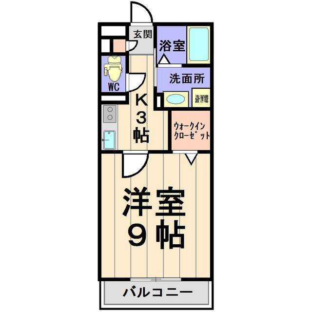 パークヒル櫻山II(1K/2階)の間取り写真