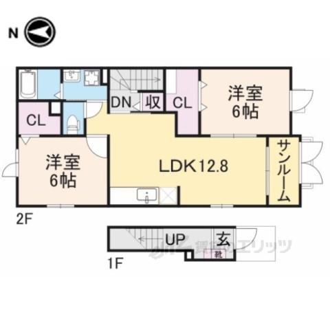 マーメイドA(2LDK/2階)の間取り写真