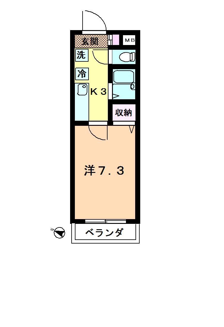 シェラドーン(1K/3階)の間取り写真