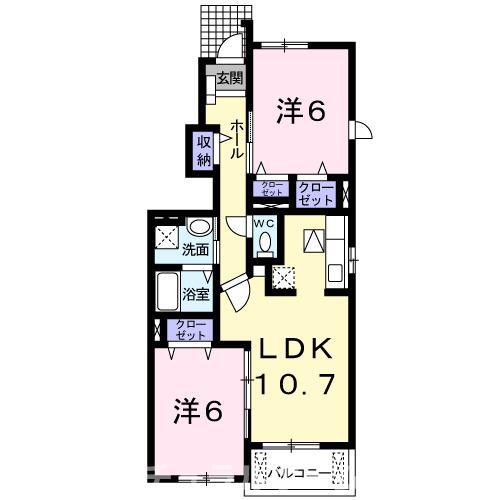 ブルック菅池(2LDK/1階)の間取り写真