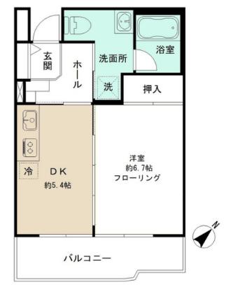 OPAL上野毛(1DK/2階)の間取り写真